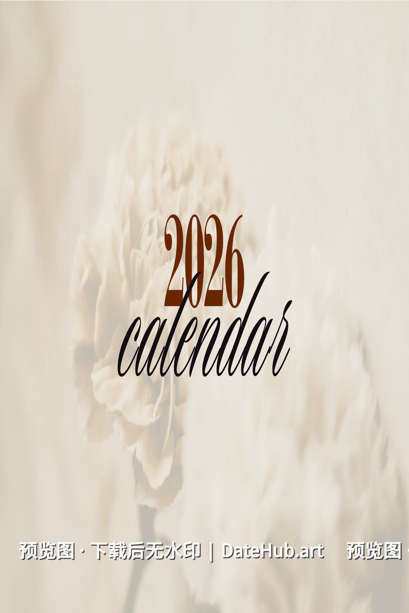 米色简约极简2026月计划日历